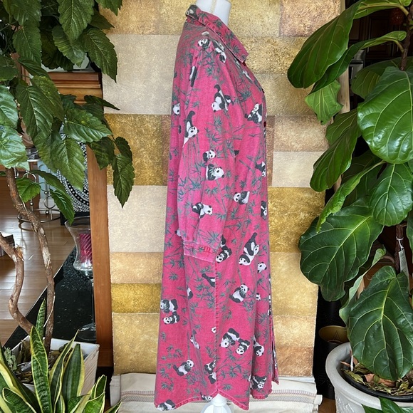 National Wildlife Federation Panda Pj Button Down 100% Cotton Night Gown Dress - Picture 7 of 13